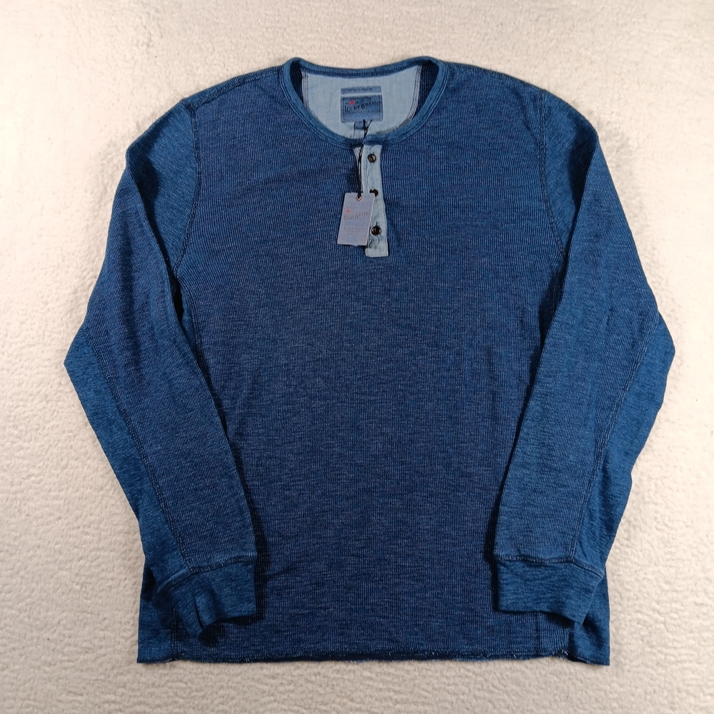 Lucky Brand Shirt Mens XL Blue Indigo Thermal Henley Dry Goods NWT